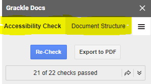 Example of screen with different checks from Grackle Docs